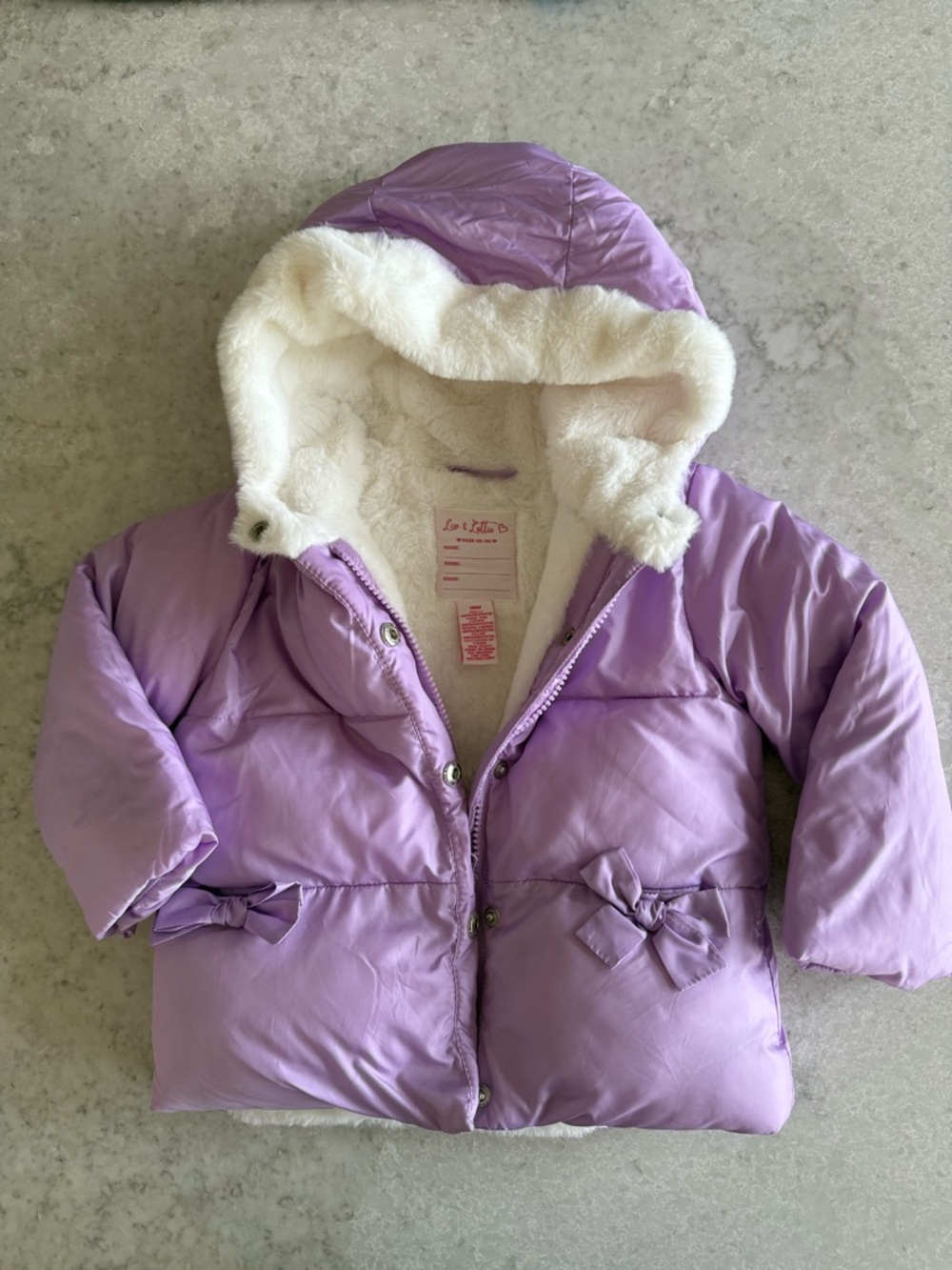 Liv & Lottie | Lilac Puffer Coat with Faux Fur Hood - Kids